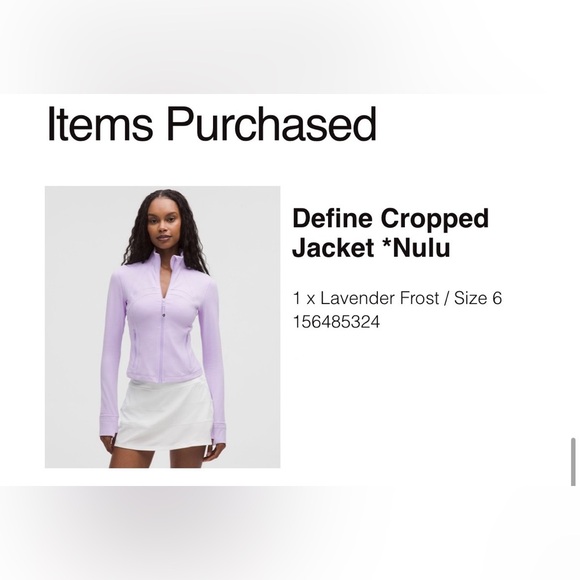 NWT Lululemon 🍋 Cropped Define Nulu Jacket Lavender‎ Frost Size 6 - Picture 10 of 10